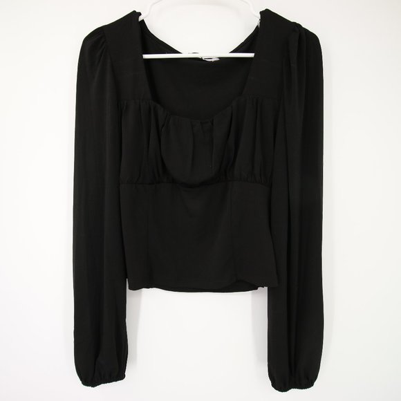 SO Tops - SO Black Long Sleeve Stretchy Crop Top Size L Soft NWOT